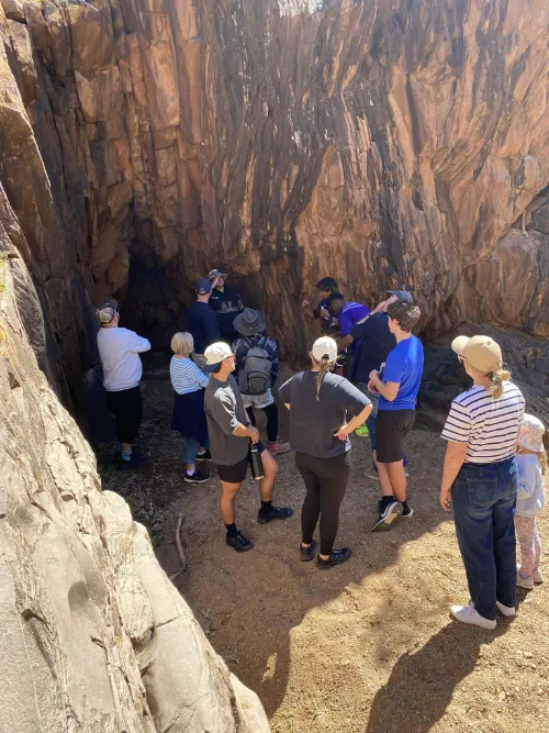 guide showing old paintings